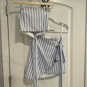 Sabo Skirt blue and white striped skirt and top set size S